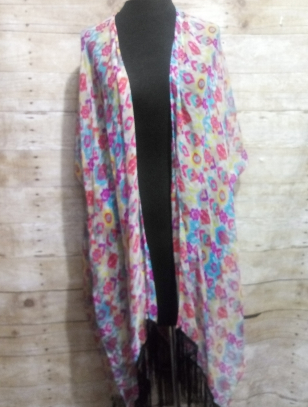 colored Kimono Wrap/Scarf with fringe